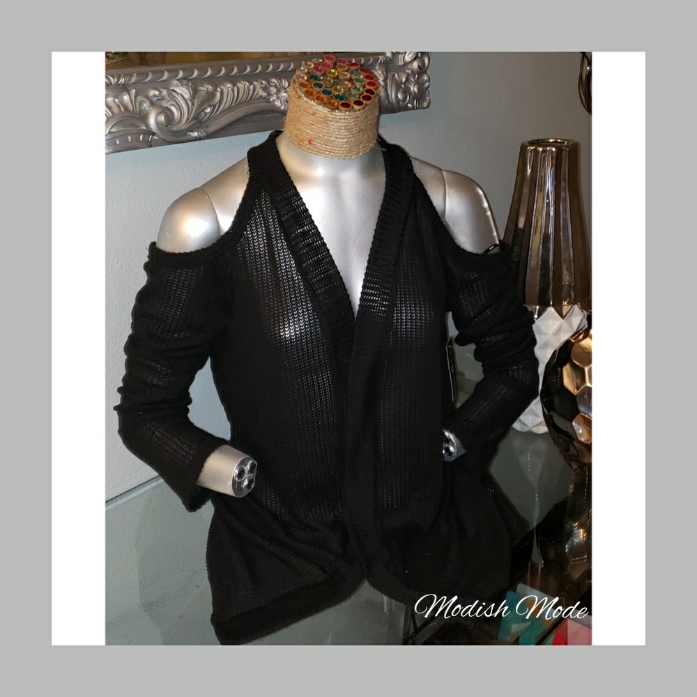 COPY - Black Cold Shoulder Cardigan